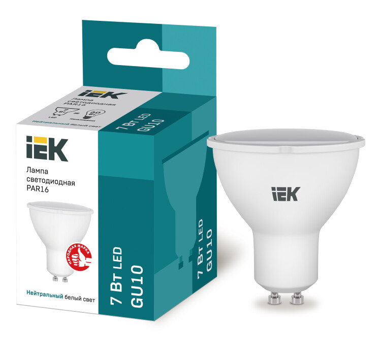 IEK Лампа светодиодная ECO PAR16 софит 7Вт 230В 4000К GU10 (LLE-PAR16-7-230-40-GU10) превью в интернет-магазине электрики Форум Электро в Москве