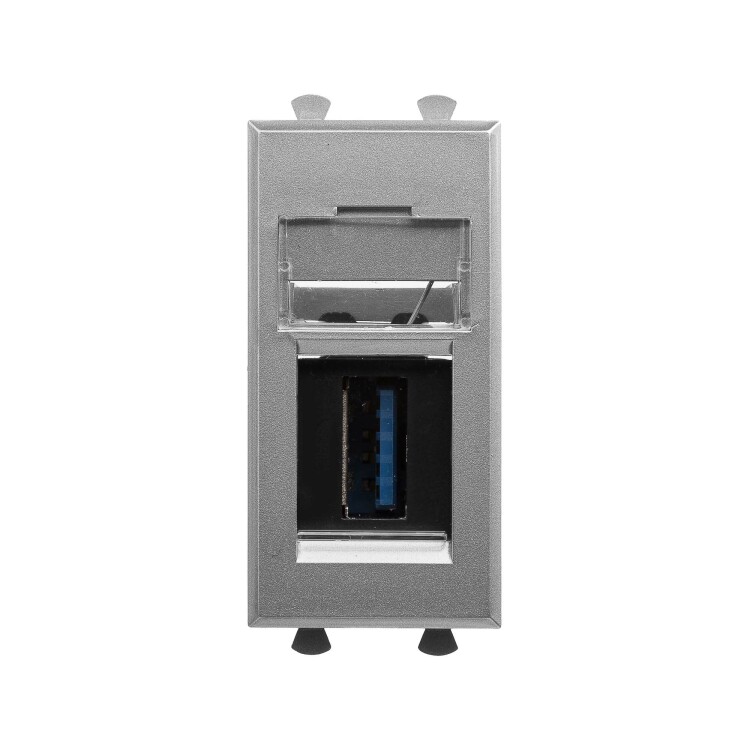 Картинка USB 3.0розетка модульная, тип А-А, "Avanti", "Закаленная сталь", 1модуль (4404301) в интернет-магазине Форум Электро в Москве