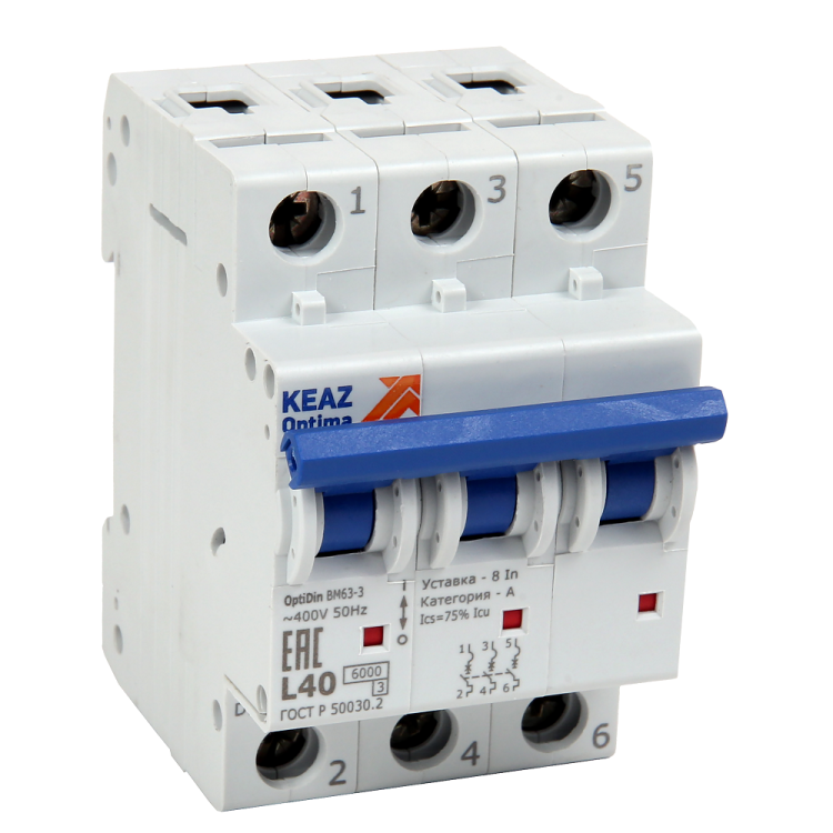 КЭАЗ OptiDin BM63 Автоматический выключатель 3P 6A L 6кА AC (BM63-3L6-УХЛ3-АЭС) (139072) превью в интернет-магазине электрики Форум Электро в Москве