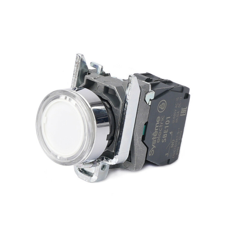 Systeme Electric Кнопка SB4 с подсветкой в сборе модуль 22мм белая металл 230-240ВAC 1НО (SB4BW31M1) превью в интернет-магазине электрики Форум Электро в Москве