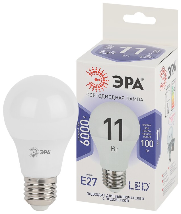 ЭРА LED A60-11W-860-E27 (диод, груша, 11Вт, хол, E27)