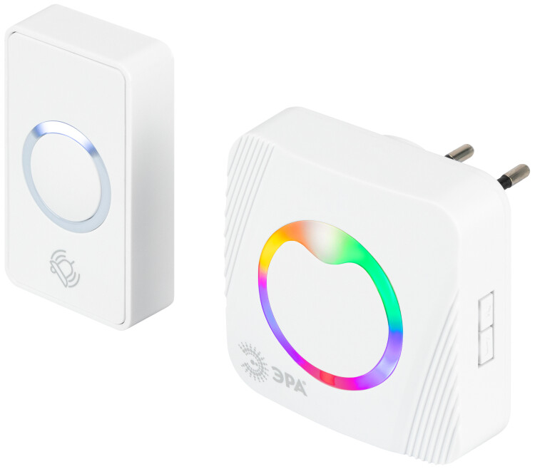 Звонок дверной ЭРА POLYCOLOR C101 беспроводной RGB подсветка от сети белый 36 мелодий (Б0069997) превью в интернет-магазине электрики Форум Электро в Москве