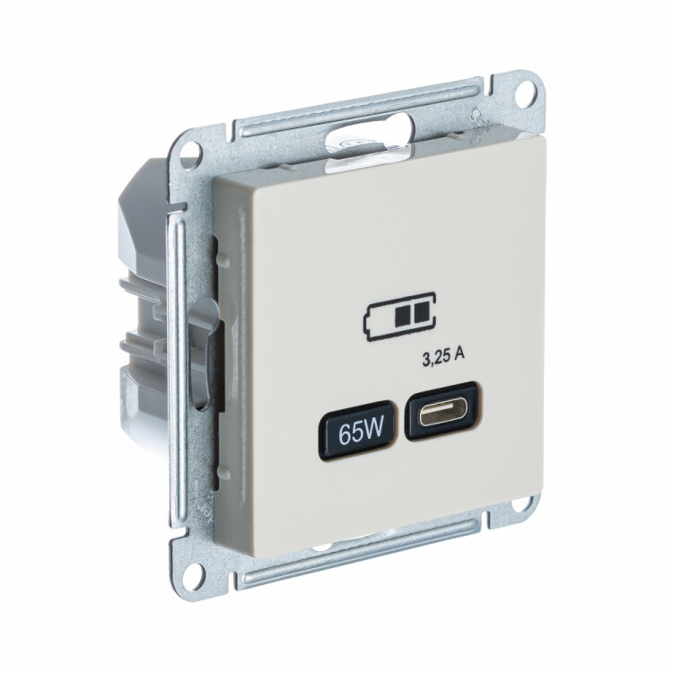 Картинка Systeme Electric AtlasDesign Беж USB Розетка тип-C 65W высокоскор.заряд. QC, PD, мех. (ATN000227) в интернет-магазине Форум Электро в Москве
