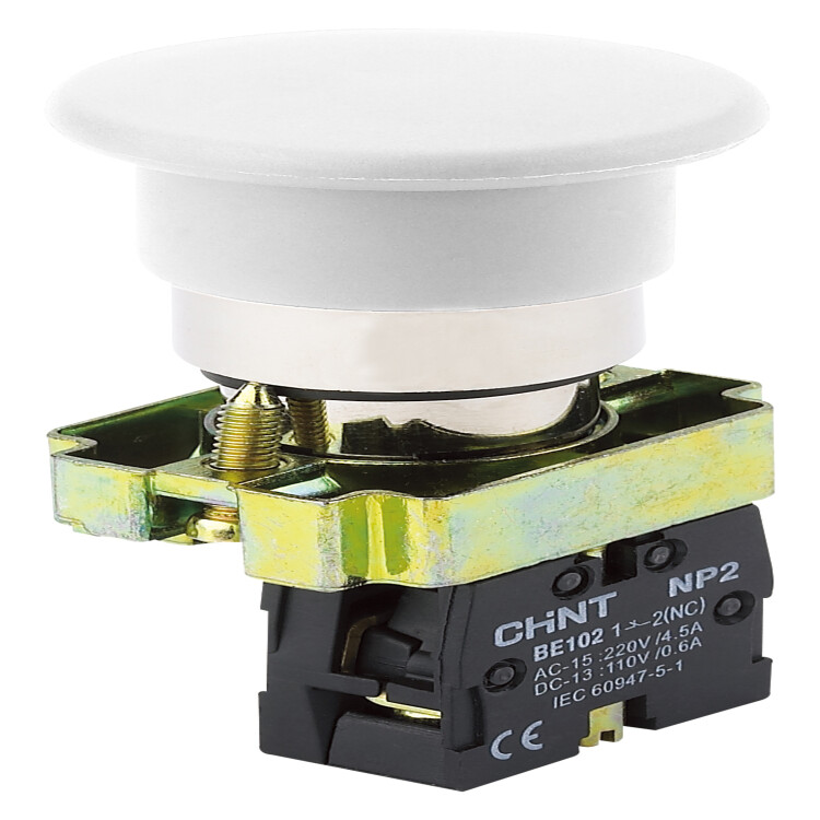 CHINT Кнопка управления "Грибок" Φ40мм самовозв. NP2-BC12 без подсветки, белая 1НЗ, IP40 (R) (575182) превью в интернет-магазине электрики Форум Электро в Москве