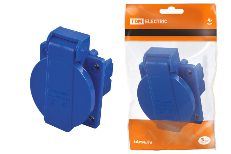 TDM Розетка панельная РП10-3 скрытая с крышкой IP44 16А 2Р+РЕ 220В (SQ0606-0001) превью в интернет-магазине электрики Форум Электро в Москве