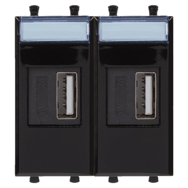 Картинка USB зарядное устройство модульное, "Avanti", "Черный квадрат", 2 модуля (4402542) в интернет-магазине Форум Электро в Москве