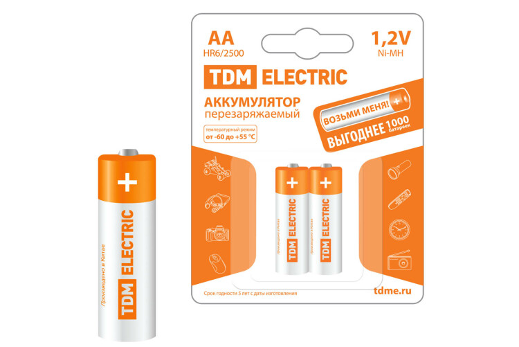 TDM Аккумулятор AA-2500 mAh Ni-MH BP-2 (SQ1702-0071) превью в интернет-магазине электрики Форум Электро в Москве