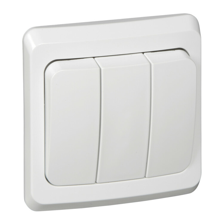 Картинка ЭТЮД С/У 3-клавишный ВЫКЛЮЧАТЕЛЬ 10 АХ, БЕЛЫЙ, Россия (BC10-003B) в интернет-магазине Форум Электро в Москве