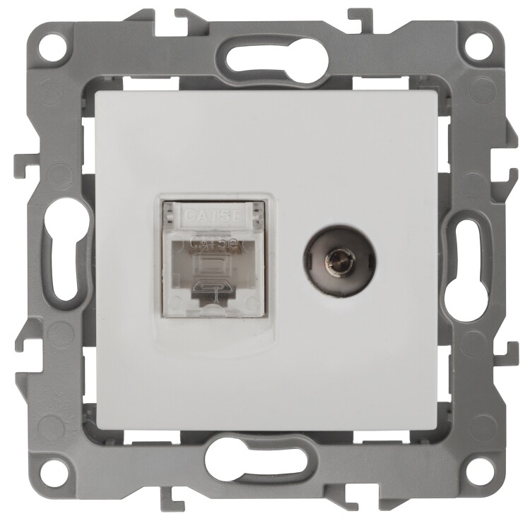 ЭРА Розетка Серия 12 12-3110-01 комбинированная RJ45+TV IP20 белый (Б0027441) превью в интернет-магазине электрики Форум Электро в Москве