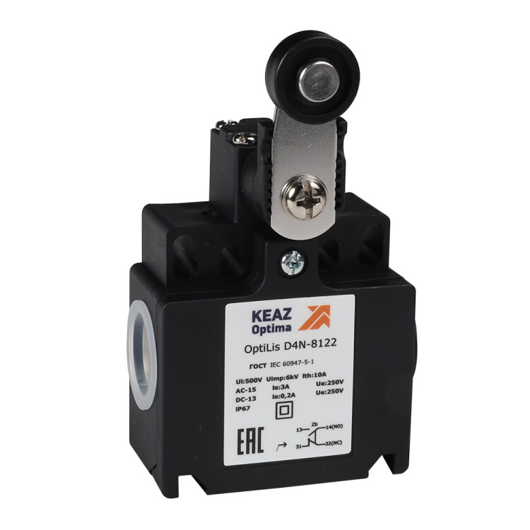 КЭАЗ Выключатель концевой OptiLiS D4N-8122 рычаг металлический с роликом пластиковым EN 50047 XCKT2118P16 (365319) превью в интернет-магазине электрики Форум Электро в Москве