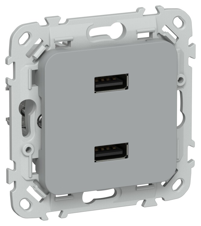 Картинка IEK FLITE Серый Розетка USB A+A 31А (FI-U21-D31-K03) в интернет-магазине Форум Электро в Москве