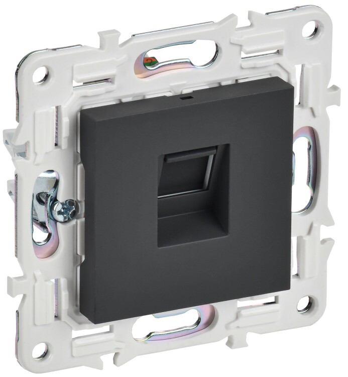 Картинка IEK SKANDY Графит Розетка компьютерная RJ45 кат.6 SK-K02G (SK-K10-2-K53) в интернет-магазине Форум Электро в Москве