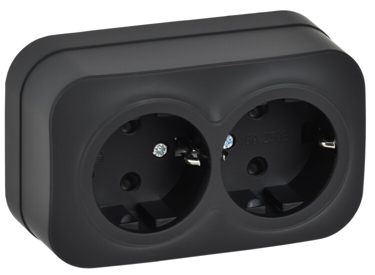 Картинка IEK GLORY Роз. 2-я с з/к без з/ш о/у 16А РС22-3-ХЧм черн. м. (ERH21-K02M-16) в интернет-магазине Форум Электро в Москве