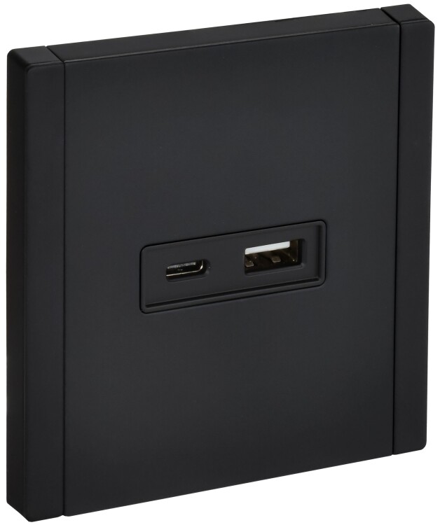 Картинка IEK FORTE&PIANO Металл Черный Розетка USB A+C 18Вт FP151M (FP-U22-018-M-K02) в интернет-магазине Форум Электро в Москве