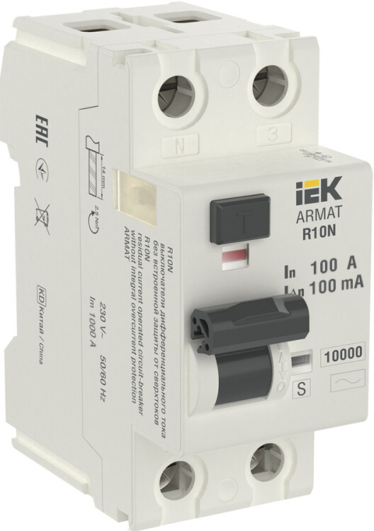 ARMAT ВДТ R10N 2P 100А 100мА тип AC-S IEK (AR-R10N-2-100CS100) превью в интернет-магазине электрики Форум Электро в Москве