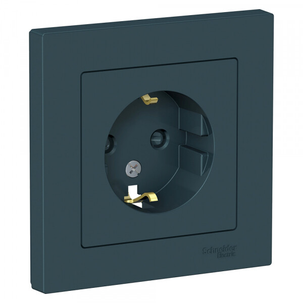 Картинка Systeme Electric AtlasDesign Изумруд Розетка с/з со шторками, 16А, в сборе (ATN000844) в интернет-магазине Форум Электро в Москве