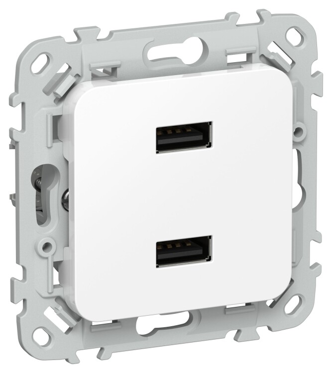 Картинка IEK FLITE Белый Розетка USB A+A 31А (FI-U21-D31-K01) в интернет-магазине Форум Электро в Москве