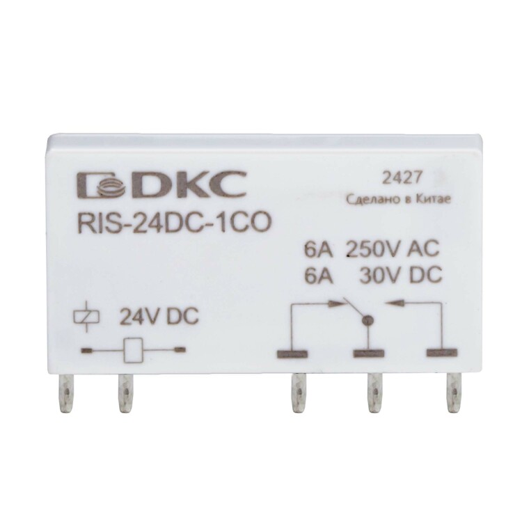 DKC Реле миниатюрное ультратонкое, 1CO, ком. ток 6А, AgSnO2, напряжение 48V DC (RIS-48DC-1CO) превью в интернет-магазине электрики Форум Электро в Москве