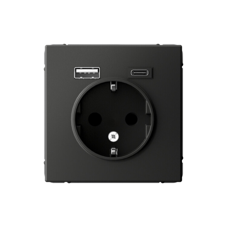 Картинка ARTGALLERY РОЗЕТКА 16А с 2 USB A+C, 5В/2,4А/3,0А, 2х5В/1,5А, механизм, БАЗАЛЬТ (GAL001432) в интернет-магазине Форум Электро в Москве