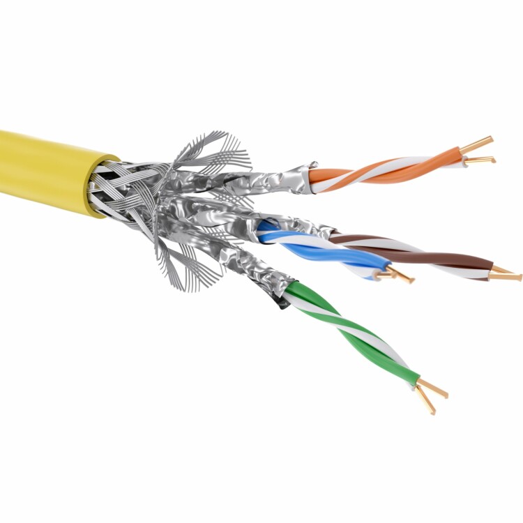 Кабель витая пара кат. 7 экранированный, F/FTP, 4 пары, нг(А)-LSLTx, цвет внешней оболочки желтый, катушка 500 м (RN7FFK03YL) превью в интернет-магазине электрики Форум Электро в Москве