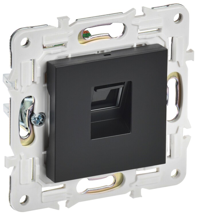 Картинка IEK SKANDY Черный Розетка компьютерная RJ45 кат.6 SK-K02Bl (SK-K10-2-K02) в интернет-магазине Форум Электро в Москве