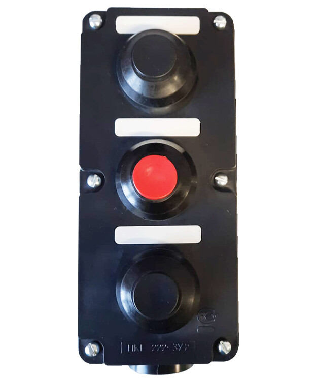 Электротехник ПКЕ 222-3 У2, 10А, 660В, 3 элемента, чёрный и красный цилиндр (с протектором), накладной, IP54, пост управления (ЭТ) (ET012027) превью в интернет-магазине электрики Форум Электро в Москве