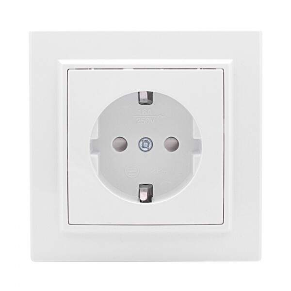 Картинка EKF Basic Минск Белый Розетка с/з, со шторками, 16А, СП (ERR16-028-100) в интернет-магазине Форум Электро в Москве