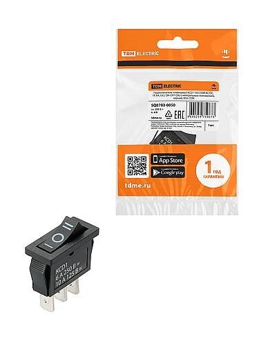 Картинка TDM KCD1-103 250В AC/DC, 1P, 6А, (3с), ON-OFF-ON, с нейтралью, черный, Mini (SQ0703-0050) в интернет-магазине Форум Электро в Москве