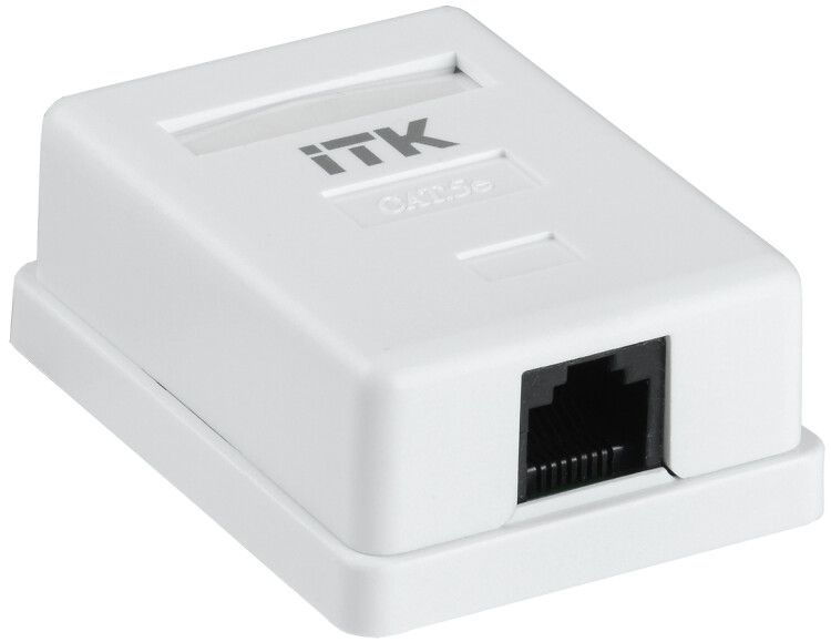 Картинка IEK ITK Настенная инф. розетка RJ45, кат.5Е UTP, 1-порт (CS2-1C5EU-12) в интернет-магазине Форум Электро в Москве