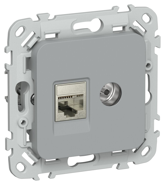 IEK FLITE Серый Розетка 2-местная RJ45/TV категория 6 STP (FI-AK21-2-K03) превью в интернет-магазине электрики Форум Электро в Москве