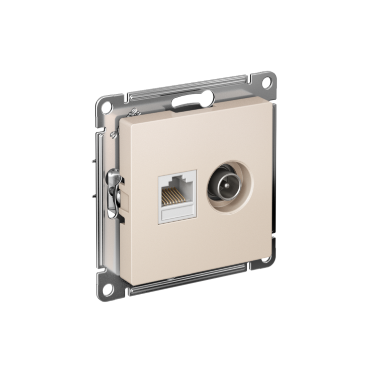 Systeme Electric AtlasDesign Беж Розетка двойная комп+ТВ, RJ45+TV, кат.5E, механизм (ATN000289) превью в интернет-магазине электрики Форум Электро в Москве