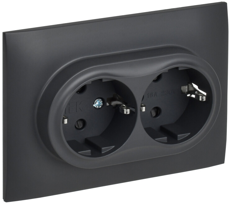 Фотография IEK SKANDY Титан Розетка 2-ая с/з с защитными шторками 16А в сборе SK-R07T (SK-R24-16-K48-F) в интернет-магазине Форум Электро в Москве Картинка IEK SKANDY Титан Розетка 2-ая с/з с защитными шторками 16А в сборе SK-R07T (SK-R24-16-K48-F) в интернет-магазине Форум Электро в Москве