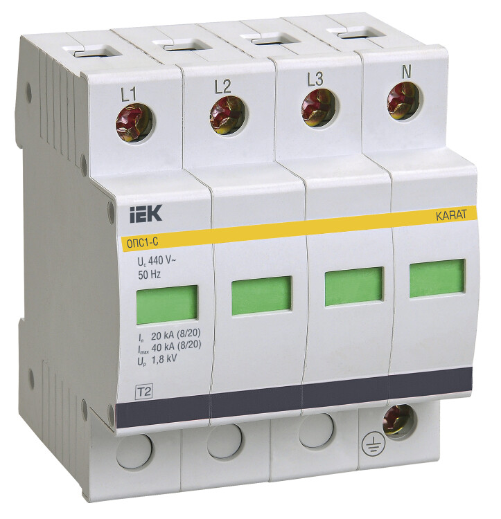 IEK KARAT Ограничитель имп. перенапр. ОПС1-C 4Р In=20kA Un=400B Im=40kA