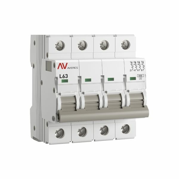 EKF AVERES Выключатель автоматический AV-6 4P 63A (L) 6kA (mcb6-4-63L-av) превью в интернет-магазине электрики Форум Электро в Москве EKF AVERES Выключатель автоматический AV-6 4P 63A (L) 6kA (mcb6-4-63L-av) превью в интернет-магазине электрики Форум Электро в Москве
