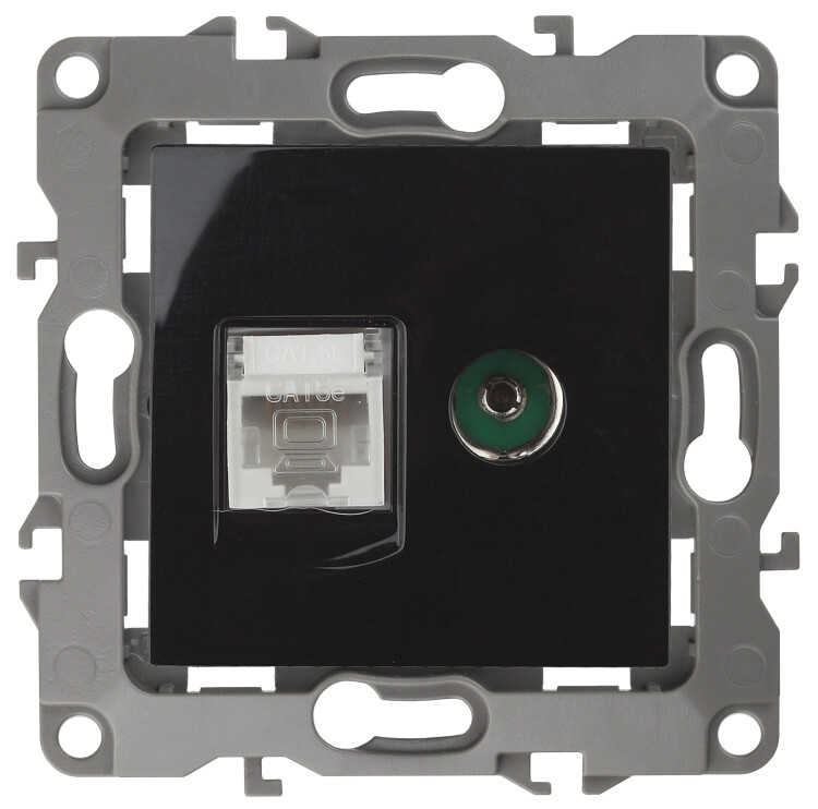 ЭРА Розетка Серия 12 12-3110-06 комбинированная RJ45+TV IP20 чёрный (Б0027446) превью в интернет-магазине электрики Форум Электро в Москве