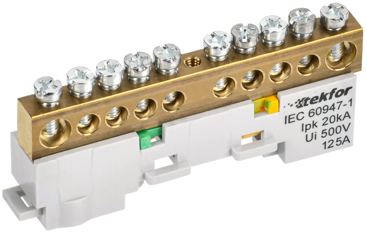 TEKFOR Шина PE "земля" неизол. на унив. держ. 8х12-10-Ж IEK (TF-NN20-10-DL-K05) превью в интернет-магазине электрики Форум Электро в Москве