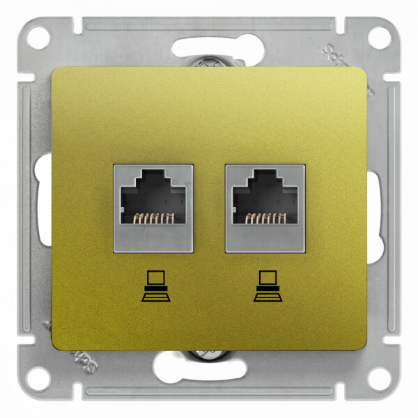 Картинка Systeme Electric Glossa Фисташковый Розетка 2-ая компьютерная RJ45+RJ45, кат.5E (GSL001085KK) в интернет-магазине Форум Электро в Москве