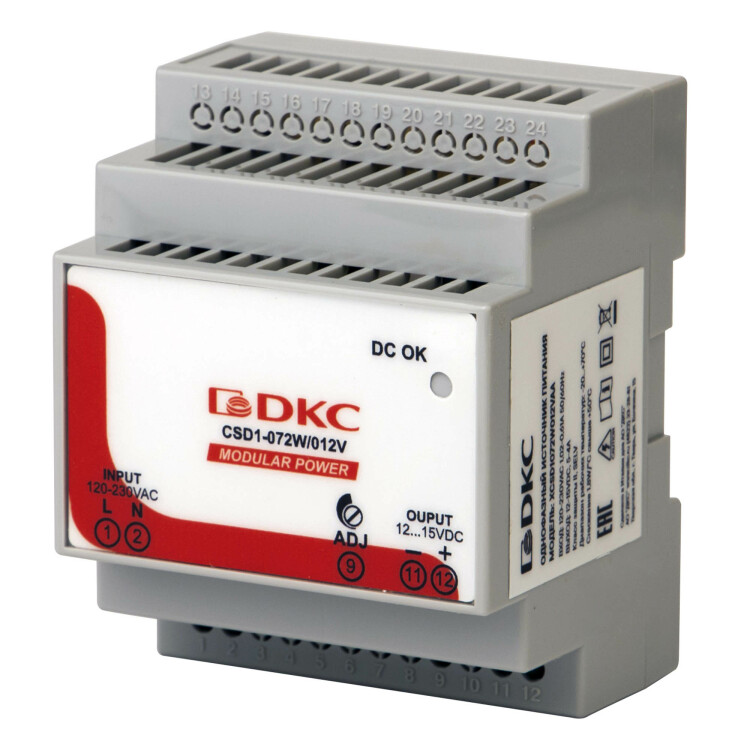 DKC Источник питания "MODULAR POWER", однофазный, 72Вт, 5А, 12В