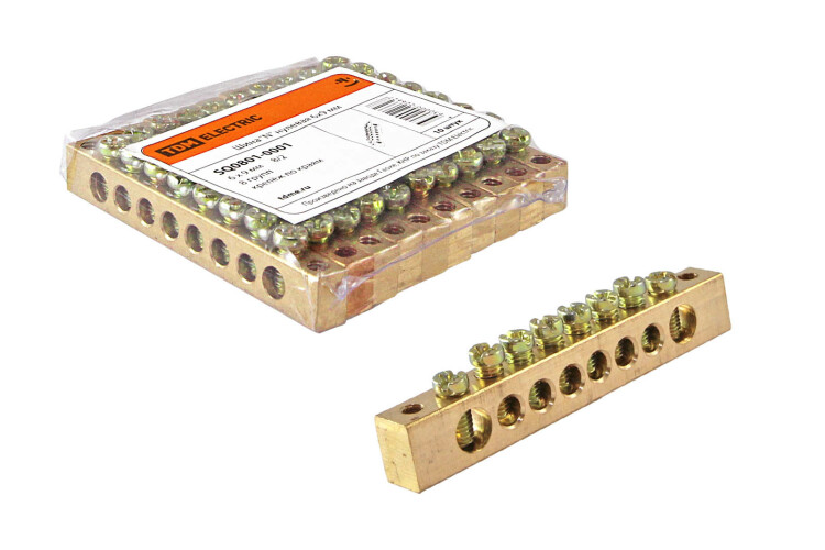 TDM Шина N нулевая 6х9мм 8/2 (8групп/крепеж по краям) TDM Шина N нулевая 6х9мм 8/2 (8групп/крепеж по краям)