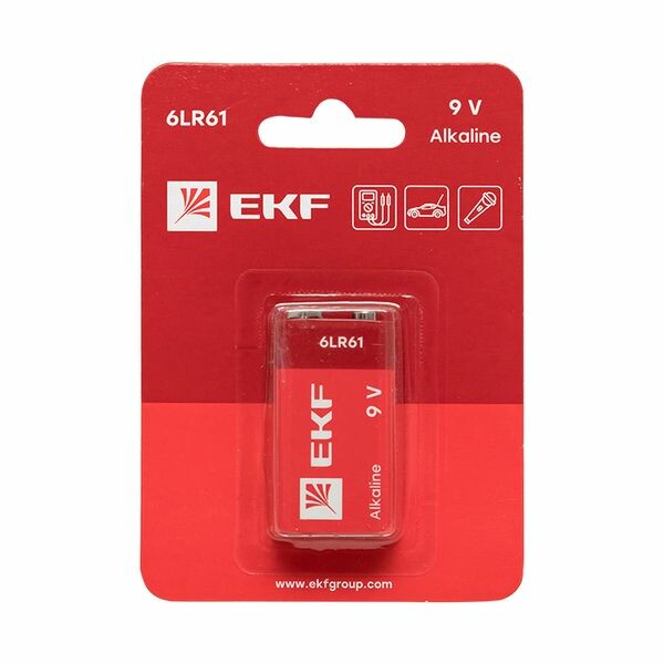EKF PROxima Алкалиновая батарейка типа 9V(6LR61) блистер 1шт. (9V-BL1) превью в интернет-магазине электрики Форум Электро в Москве EKF PROxima Алкалиновая батарейка типа 9V(6LR61) блистер 1шт. (9V-BL1) превью в интернет-магазине электрики Форум Электро в Москве