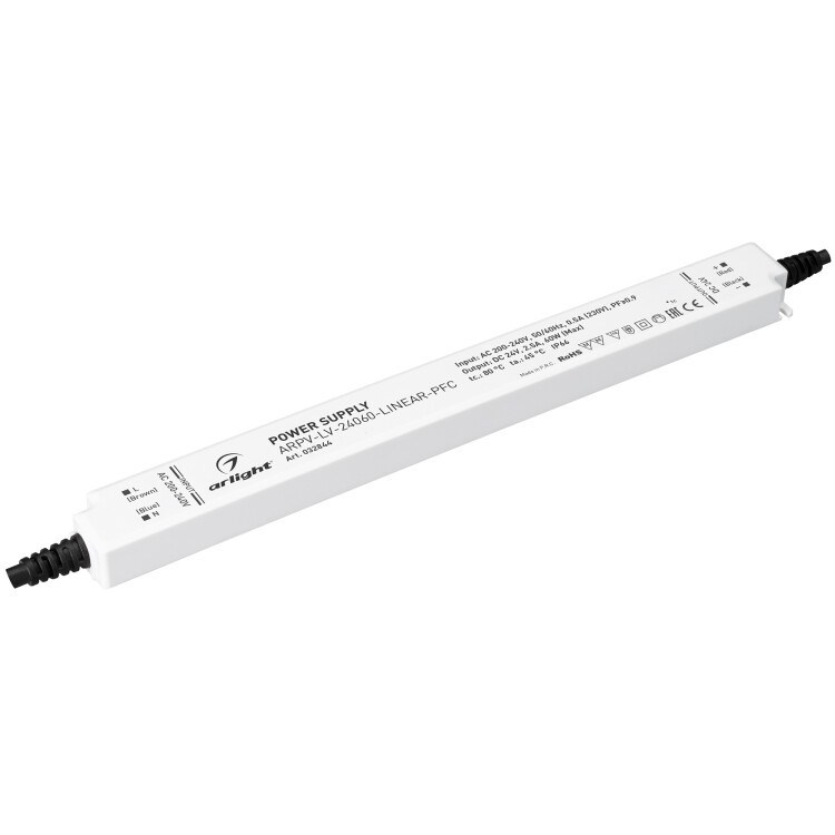 Arlight Блок питания ARPV-LV-24060-LINEAR-PFC (24V, 2.5A, 60W) (IP66 Пластик, 3 года) (032844) превью в интернет-магазине электрики Форум Электро в Москве