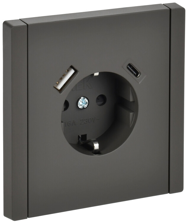 Фотография IEK FORTE&PIANO Серый Розетка с/з со шт винтовое крепление 16А USB A+C 18Вт FP347 (FP-R14-16-U22-018-K03) в интернет-магазине Форум Электро в Москве Картинка IEK FORTE&PIANO Серый Розетка с/з со шт винтовое крепление 16А USB A+C 18Вт FP347 (FP-R14-16-U22-018-K03) в интернет-магазине Форум Электро в Москве