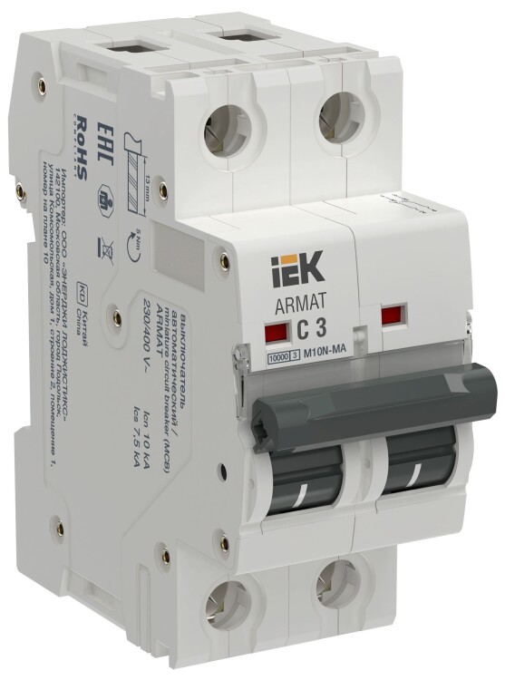 ARMAT Авт. выкл. без тепл. расц. M10N-MA 2P C 3А IEK (AR-M10N-MA-2-C003) превью в интернет-магазине электрики Форум Электро в Москве