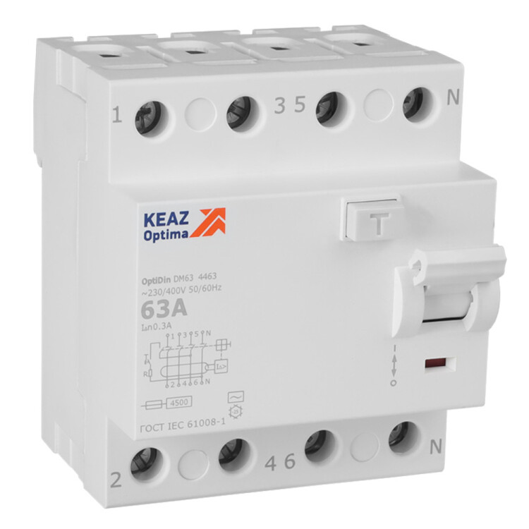 ВДТ без защиты от сверхтоков OptiDin DM63-4463-AC-4,5-УХЛ4 (4P, 63, 300mA) (343905) превью в интернет-магазине электрики Форум Электро в Москве