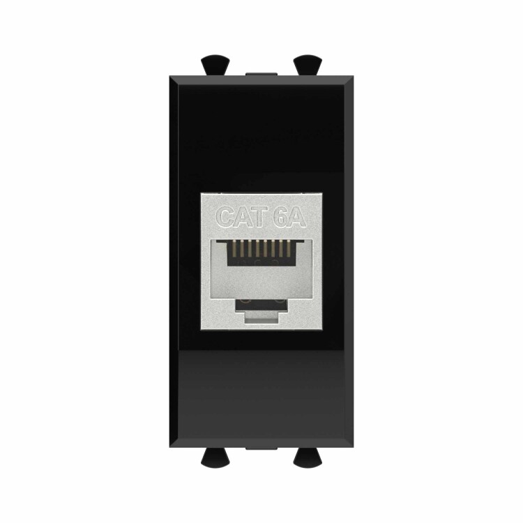 Картинка Компьютерная розетка RJ-45 без шторки модульная, кат.6А экранированная, "Avanti", "Черный квадрат", 1 модуль (4402771) в интернет-магазине Форум Электро в Москве