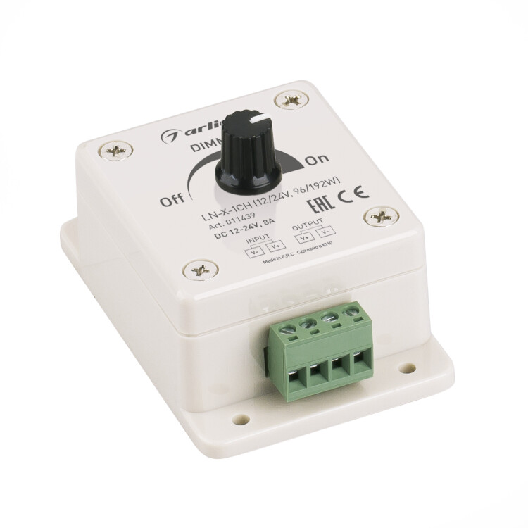 Arlight Диммер LN-X-1CH (12/24V, 96/192W) (IP20 Пластик, 1 год) (011439) превью в интернет-магазине электрики Форум Электро в Москве Arlight Диммер LN-X-1CH (12/24V, 96/192W) (IP20 Пластик, 1 год) (011439) превью в интернет-магазине электрики Форум Электро в Москве