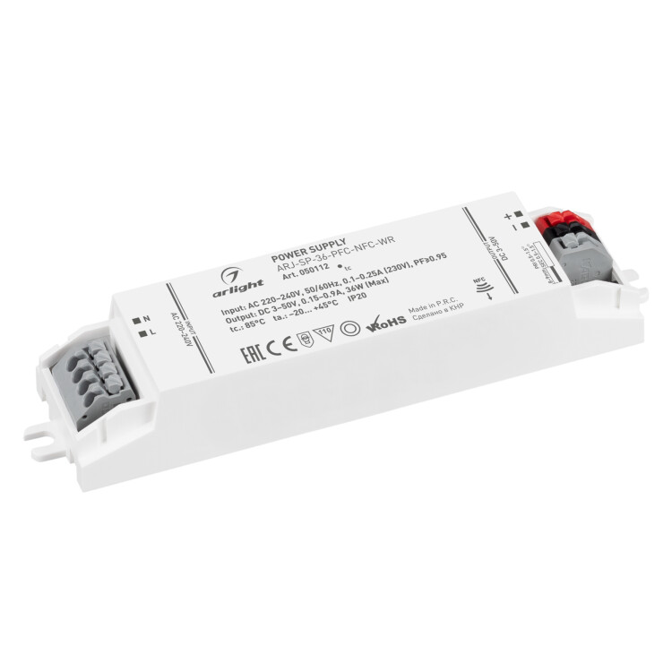 Arlight Блок питания ARJ-SP-36-PFC-NFC-WR (36W, 3-50V, 0.15-0.9A) (IP20 Пластик, 5 лет) (050112) превью в интернет-магазине электрики Форум Электро в Москве