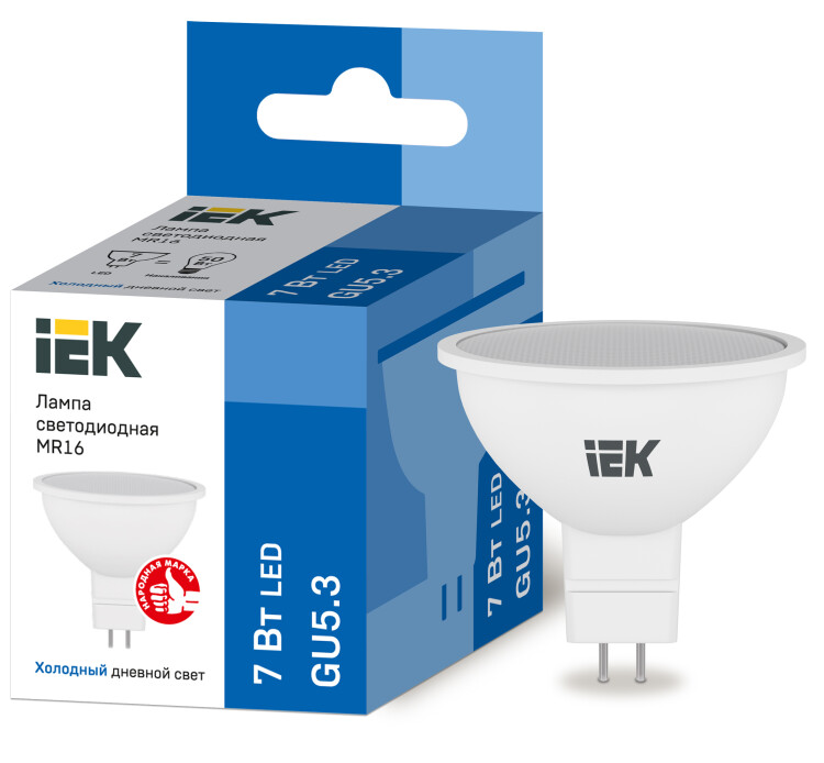 IEK Лампа светодиодная ECO MR16 софит 7Вт 230В 6500К GU5.3 (LLE-MR16-7-230-65-GU5) превью в интернет-магазине электрики Форум Электро в Москве