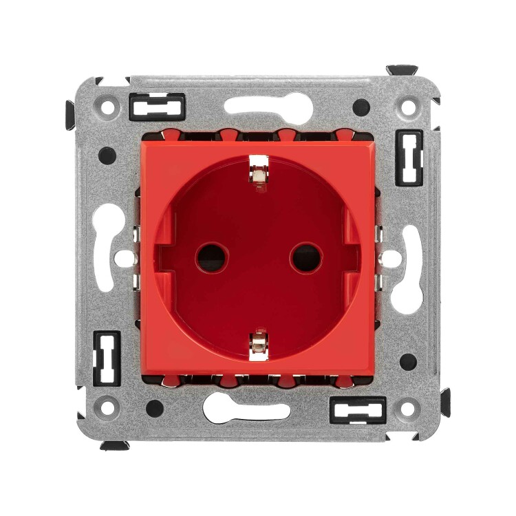 Картинка Розетка в стену, 2P+E, с з/ш, "Avanti", "Красный квадрат" (4401003) в интернет-магазине Форум Электро в Москве