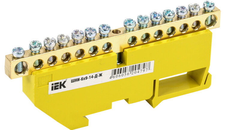 IEK Шина PE земля на DIN-изол ШНИ-6х9-14-Д-Ж